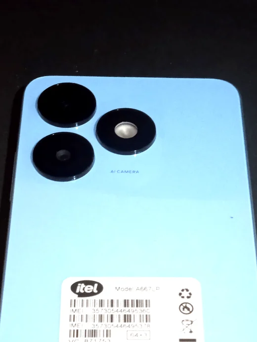 The rear of an itel A50 handset.