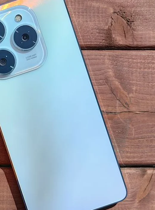 The rear of a Tecno Spark 20 Pro handset.