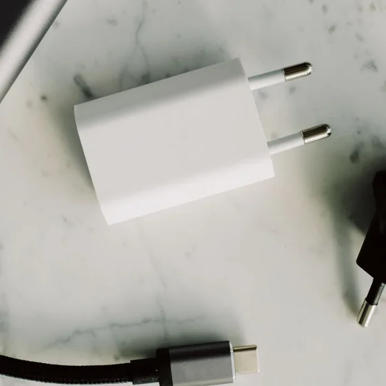A fast-charge adapter and cable.