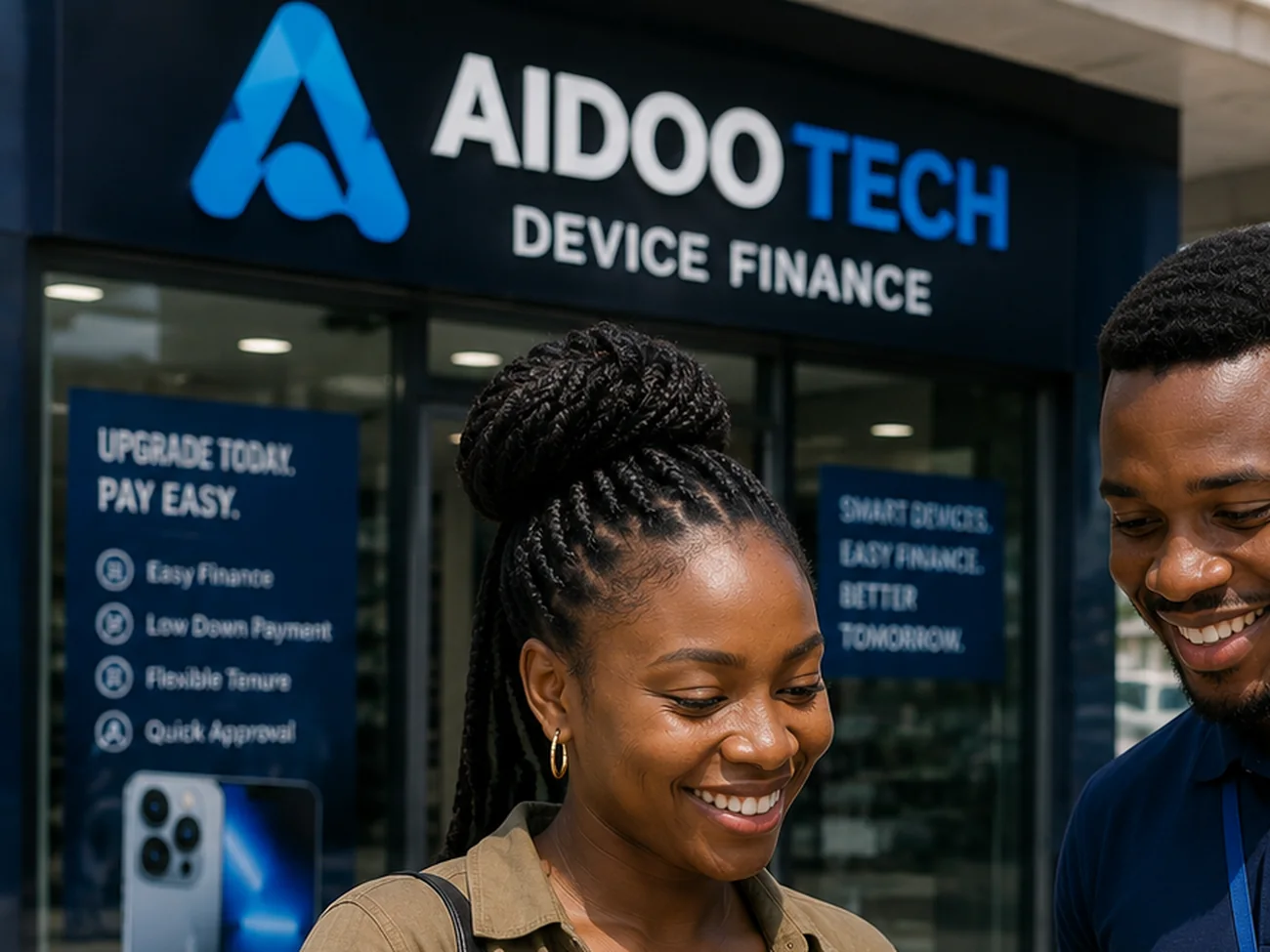 An Aidoo Tech Solutions shop front in Accra.