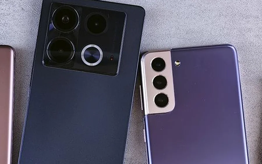 Infinix and Samsung Galaxy handsets shown back to back.